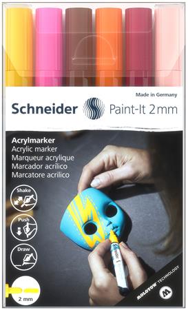 Dekormarker készlet, akril, 2 mm, SCHNEIDER "Paint-It 310", 6 különböző szín 1 SCHNEIDER