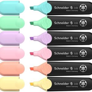 Szövegkiemelő készlet, 1-5 mm, SCHNEIDER "Job Pastel", 6 különböző pasztell szín