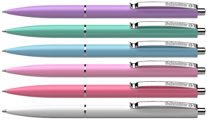 Golyóstoll, 0,5 mm, nyomógombos, vegyes pasztelt tolltest, SCHNEIDER "K15", kék 1 SCHNEIDER