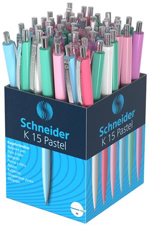 Golyóstoll, 0,5 mm, nyomógombos, vegyes pasztelt tolltest, SCHNEIDER "K15", kék 2 Golyóstoll, 0,5 mm, nyomógombos, vegyes pasztelt tolltest, SCHNEIDER "K15", kék