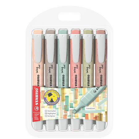 Szövegkiemelő készlet, 1-4 mm, STABILO "Swing cool NatureCOLORS", 6 különböző szín 1 STABILO