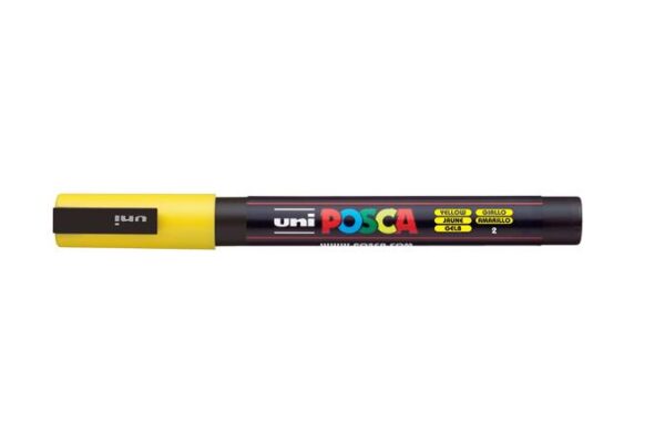 Dekormarker, 0,9-1,3 mm, UNI "Posca PC-3M", sárga