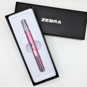 Golyóstoll, 0,24 mm, teleszkópos, metálpink tolltest, ZEBRA "SL-F1", kék