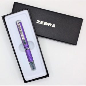 Golyóstoll, 0,24 mm, teleszkópos, metállila tolltest, ZEBRA "SL-F1", kék