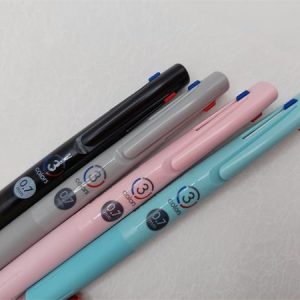 Golyóstoll, 0,24 mm, nyomógombos, háromszínű, ZEBRA "bLen 3C", fekete test