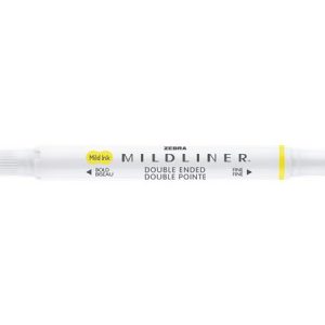 Szövegkiemelő, 1,0/3,5 mm, kétvégű, ZEBRA "Mildliner Fluorescent", sárga
