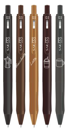 Zseléstoll, 0,33 mm, nyomógombos, ZEBRA "Sarasa Study with Coffee", 5 különböző szín 2 Zseléstoll, 0,33 mm, nyomógombos, ZEBRA "Sarasa Study with Coffee", 5 különböző szín