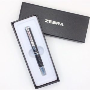 Golyóstoll, 0,24 mm, teleszkópos, metálfekete tolltest, ZEBRA "SL-F1", kék