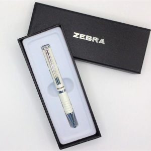 Golyóstoll, 0,24 mm, teleszkópos, metálfehér tolltest, ZEBRA "SL-F1", kék