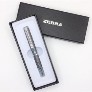 Golyóstoll, 0,24 mm, teleszkópos, metálszürke tolltest, ZEBRA "SL-F1", kék