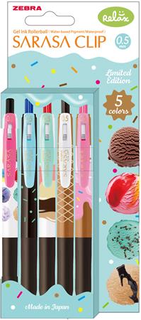 Zseléstoll, 0,33 mm, nyomógombos, ZEBRA "Sarasa Clip Ice Cream", 5 különböző szín 1 ZEBRA