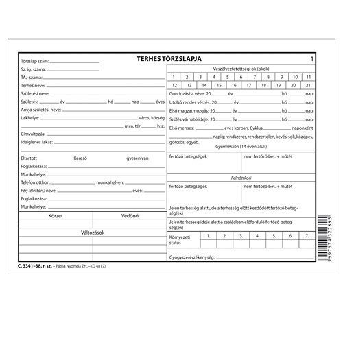 Terhes törzslap 6 lapos füzet A/5 fekvő 1 Terhes törzslap 6 lapos füzet A/5 fekvő