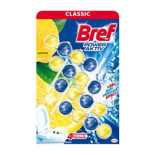 Toalett illatosító golyó Bref Power Aktiv Lemon 3x50g 1 Toalett illatosító golyó Bref Power Aktiv Lemon 3x50g