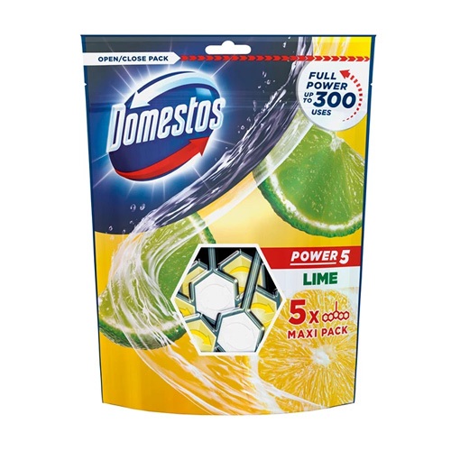 Toalett öblítő Domestos Power5 Lime 5x55g 1 Toalett öblítő Domestos Power5 Lime 5x55g