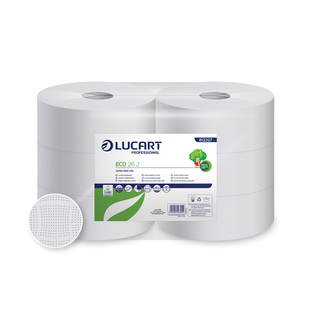 Toalettpapír 2 rétegű közületi átmérő: 26 cm 6 tekercs/karton 26 J EcoLucart_812207 fehér 1 Toalettpapír 2 rétegű közületi átmérő: 26 cm 6 tekercs/karton 26 J EcoLucart_812207 fehér