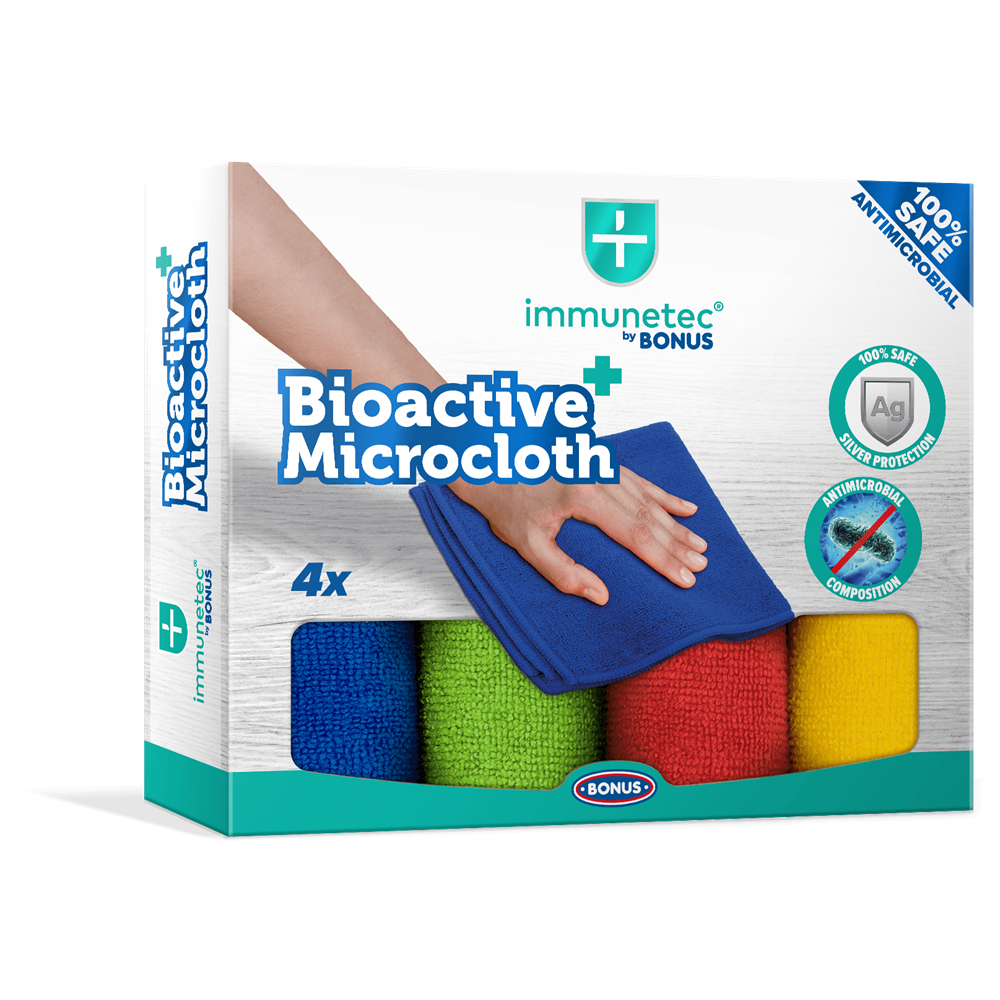 Törlőkendő mikroszálas 32 x 32 cm Immunetec BioActive 4 db/csomag Bonus_B785 1 Törlőkendő mikroszálas 32 x 32 cm Immunetec BioActive 4 db/csomag Bonus_B785