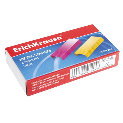 Tűzőkapocs ErichKrause 24/6 1000 db/doboz színes 1 Tűzőkapocs ErichKrause 24/6 1000 db/doboz színes