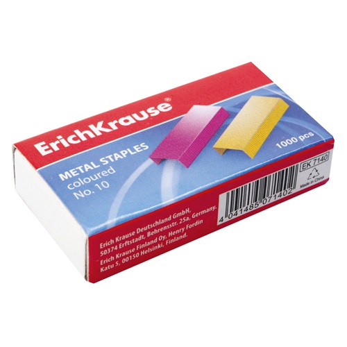 Tűzőkapocs ErichKrause No.10 1000 db/doboz színes 1 Tűzőkapocs ErichKrause No.10 1000 db/doboz színes