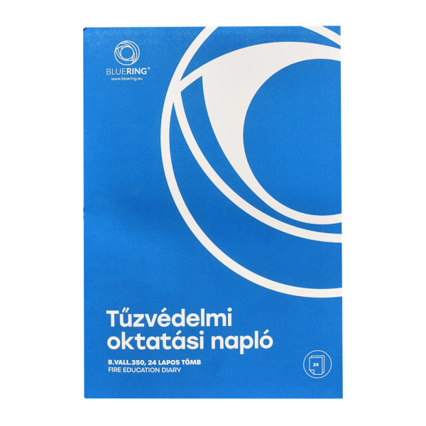 Tűzvédelmi oktatási napló 24lapos A4, álló B.VALL.350 Bluering®