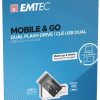 Pendrive, 64GB, USB 2.0, USB-A/microUSB, EMTEC "T260B Mobile&Go"