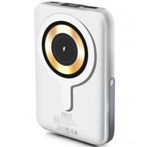 Mágneses powerbank, vezeték nélküli, 10K mAh, URBAN FACTORY, krétafehér