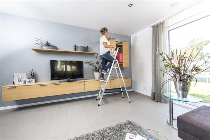 Állólétra, 5 lépcsőfokos, alumínium, KRAUSE "Safety" 4 97F2