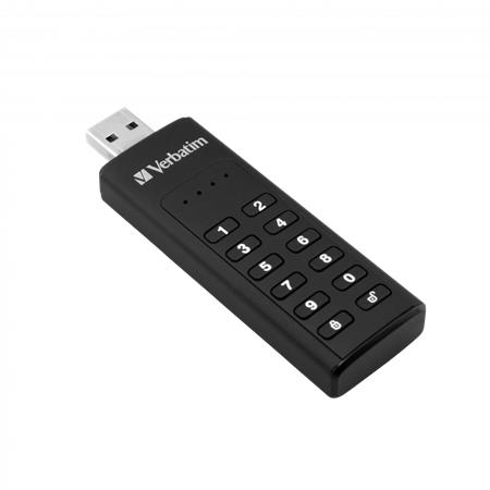 Pendrive, 128GB, USB 3.2, titkosítás, 160/130Mb/s, VERBATIM "Keypad Secure" 3 128GB-os USB pendrive-ok
