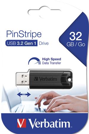 Pendrive, 32GB, USB 3.2, VERBATIM "Pinstripe", fekete 1 VERBATIM