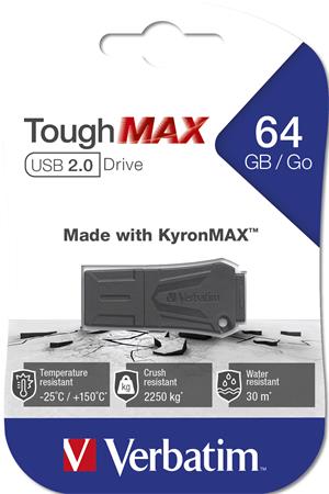 Pendrive, 64GB, USB 2.0, extra ellenálló, VERBATIM "ToughMAX", fekete 1 VERBATIM