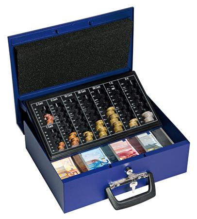 Pénzkazetta, Euro bankjegyekhez és érmékhez, 35,5x27,5x10 cm, WEDO "UNIVERSA", kék 1 WEDO