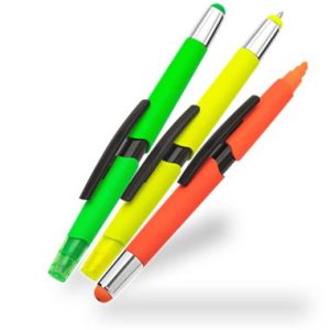 Multifunkciós golyóstoll, szövegkiemelő, érintő toll készlet, WEDO "3-in-1", neon színek