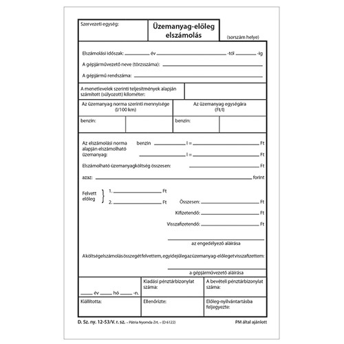 Üzemanyag-előleg elszámolás 25x3 lapos tömb A/5 álló 2 Üzemanyag-előleg elszámolás 25x3 lapos tömb A/5 álló - Image 2