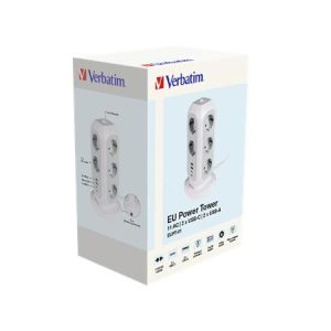 Elosztó, álló, 11 aljzat, 2xUSB-A, 2xUSB-C, VERBATIM "EUPT-01"