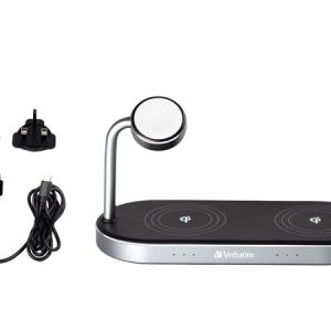 Töltőállvány, 3-az-1-ben, MFi (Apple) vagy Qi töltés, VERBATIM "WCS-03"