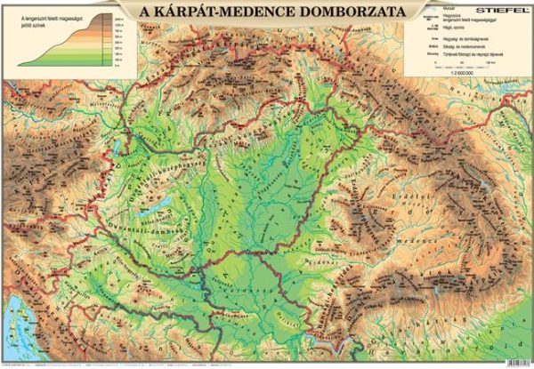 Könyökalátét, kétoldalas, STIEFEL "Magyarország domborzata/ Kárpát medence domborzata "