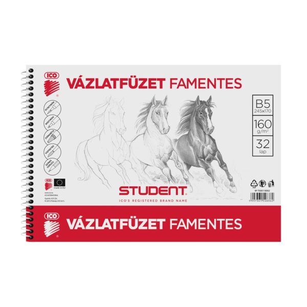 Vazlatfuzet B5 160g famentes Student i210296