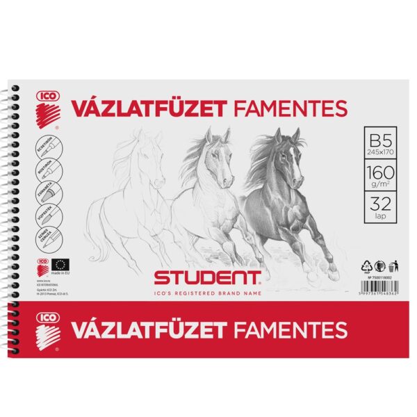 Vazlatfuzet B5 160g famentes Student i578693