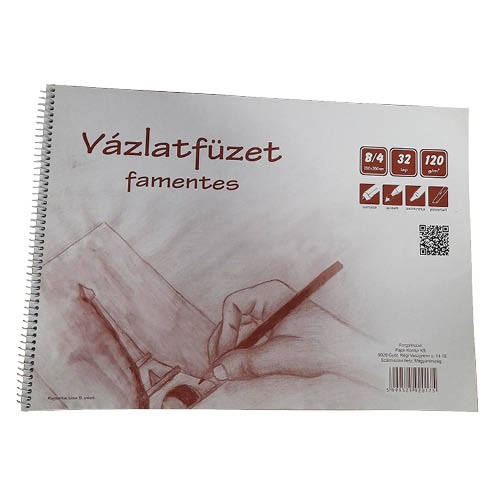 Vázlatfüzet spirálos B/4 32 lapos famentes fekvő 1 Vázlatfüzet spirálos B/4 32 lapos famentes fekvő