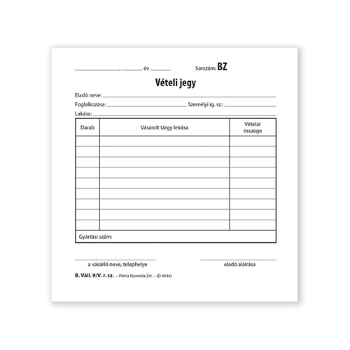 Vételi jegy 50x2 lapos tömb 140x140 mm 2 Vételi jegy 50x2 lapos tömb 140x140 mm - Image 2