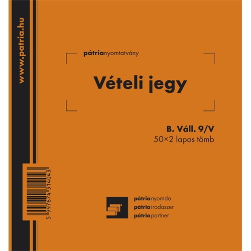 Vételi jegy 50x2 lapos tömb 140x140 mm 1 Vételi jegy 50x2 lapos tömb 140x140 mm