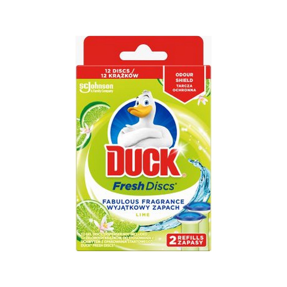 WC öbíltő korong zselés utántöltő 2 x 36 ml Fresh Discs Duck® Lime 1 WC öbíltő korong zselés utántöltő 2 x 36 ml Fresh Discs Duck® Lime