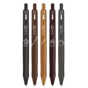 Zseléstoll készlet 0,5 mm Zebra Sarasa Study with Coffee, 5 különböző szín