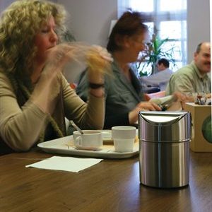 Billenős szemetes, 1,5 l, rozsdamentes acél, asztali, VEPA BINS, ezüst